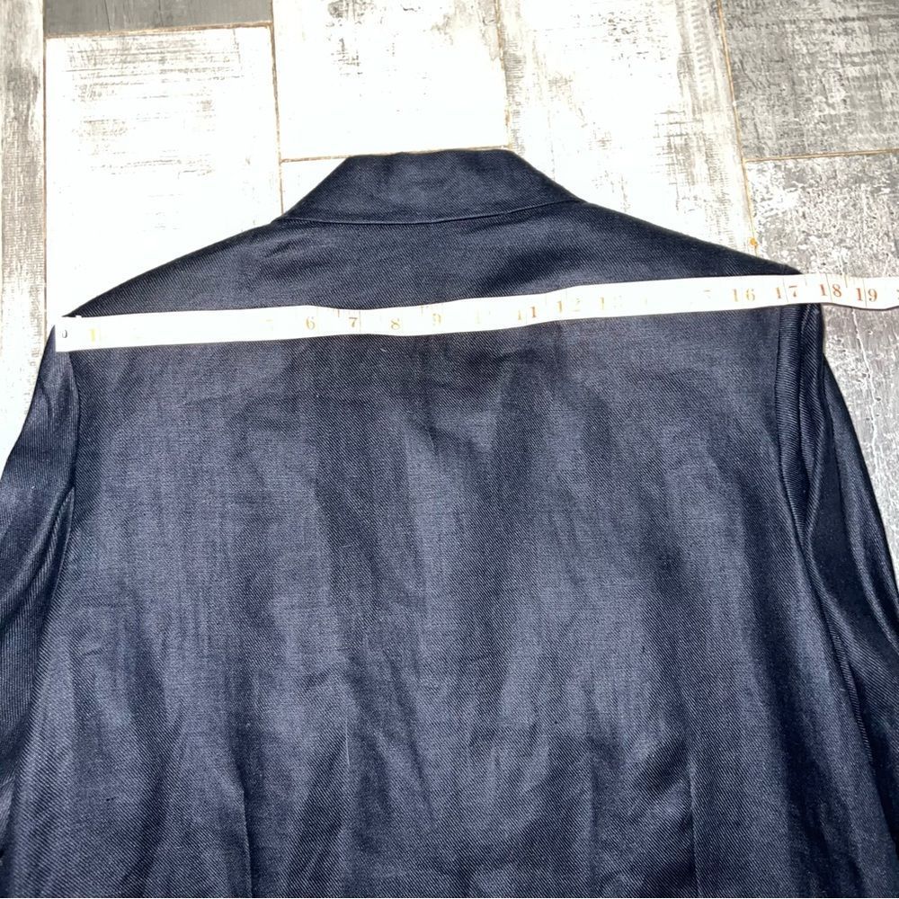 Vintage 90s Talbots Irish Linen Jacket Button Navy Blue Size 12 - Picture 7 of 8